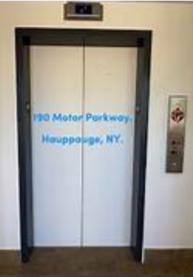 The Hoppovator elevator doors at 190 Motor Parkway, Hauppauge, NY